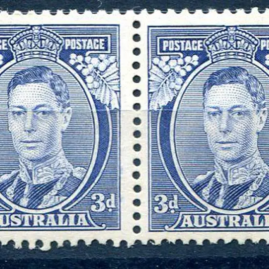 1937/48 3d blue Die Ia horiz pair. MUH but both ...