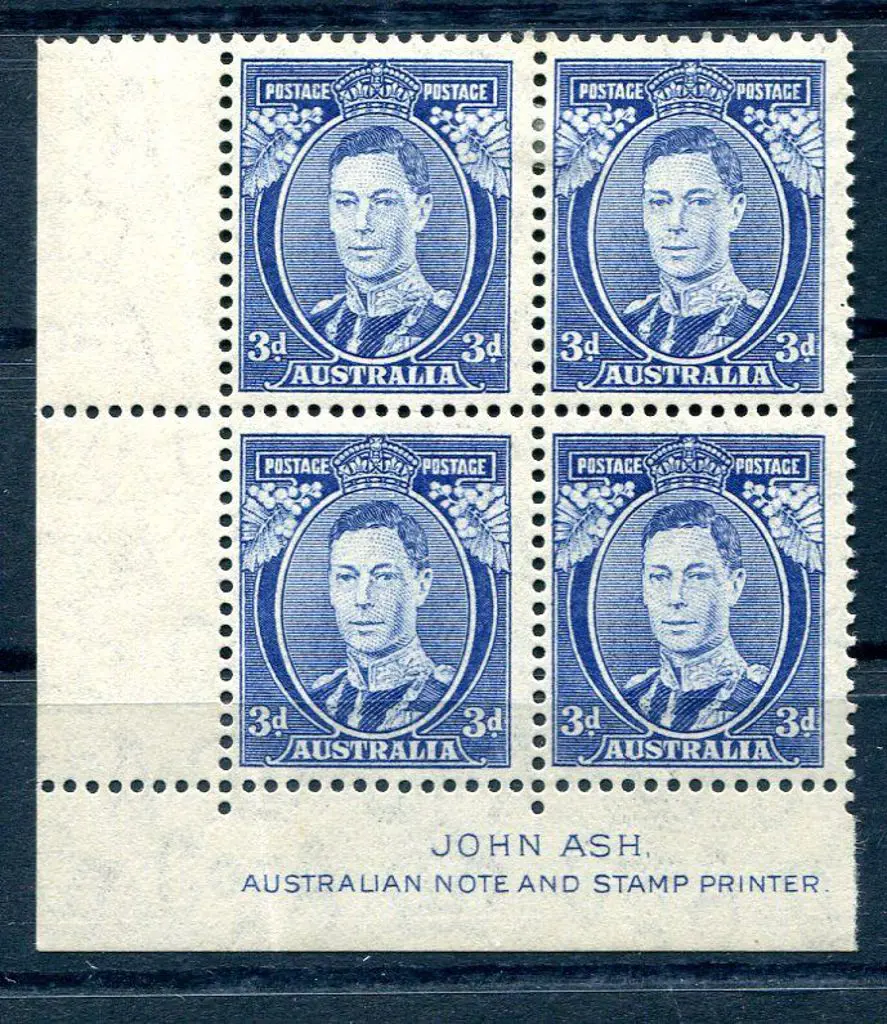 1937/48 3d blue, Die II on thin paper, Ash imprint ... Image 1++