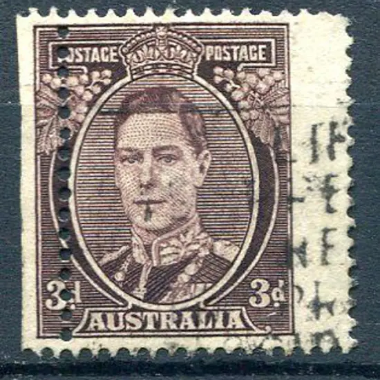 1937/48 3d purple brown KGVI with vertical perfs ...