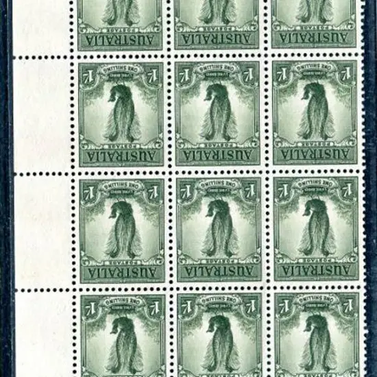 1937/59 1/- Lyrebird positional block of 18 ...