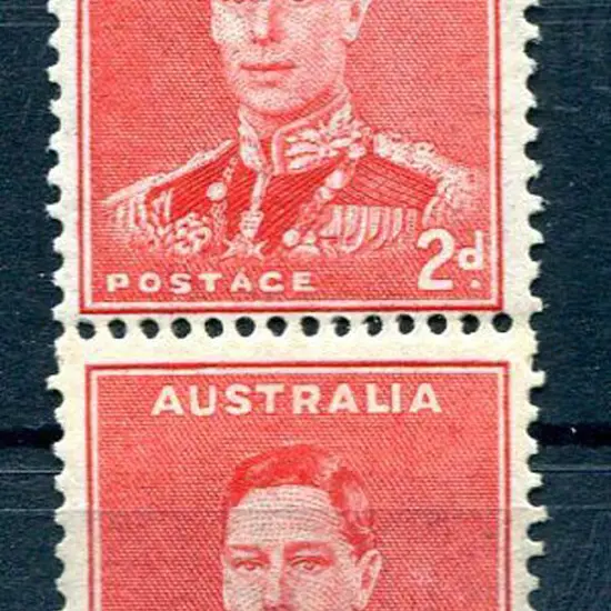 1938/41 2d scarlet KGVI coil pair with join. MUH. ...
