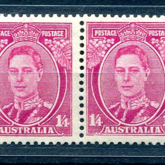 1938/50 1/4d KGVI pair showing thinned bottom ...