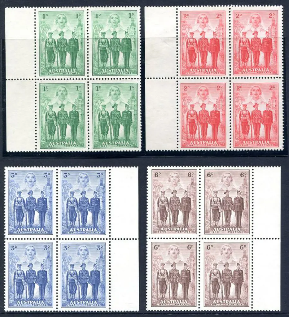 1940 AIF set of 4 in fresh MUH marginal blocks of ... Image 1++