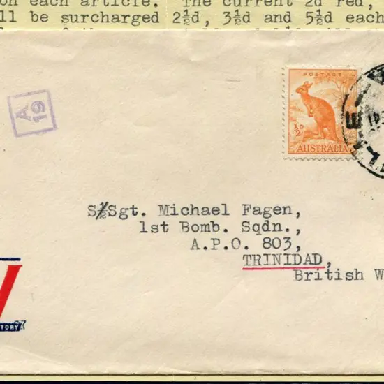 1941 (10th Dec) ½d kangaroo &amp; 3d KGVI on ...
