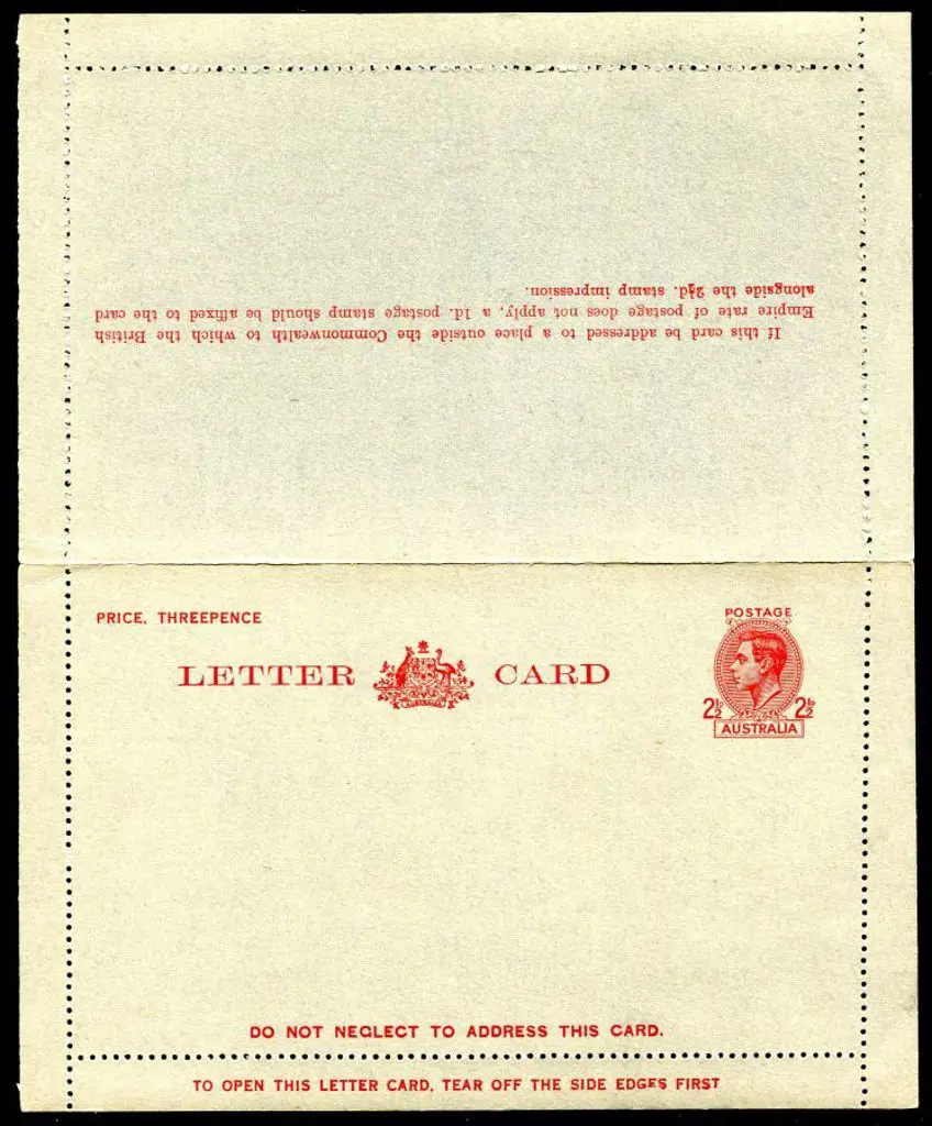 1941/50 2½d red on grey KGVI lettercard in fine ... Image 1++