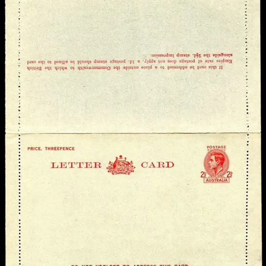 1941/50 2½d red on grey KGVI lettercard in fine ...