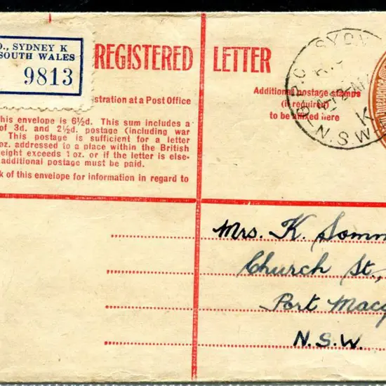 1942/48 5½d KGVI embossed Reg Env addressed to ...