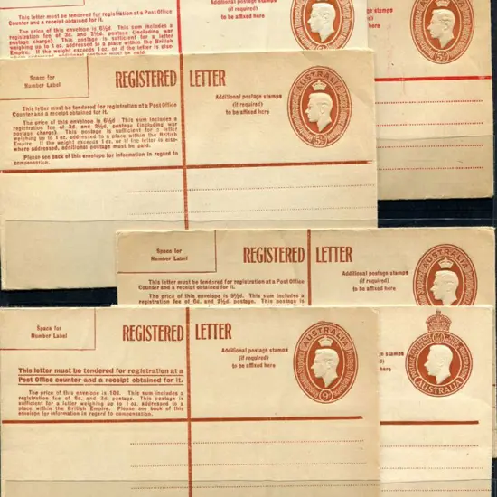 1942/53 KGVI Registered Envelopes x 6 with 5½d (3 ...