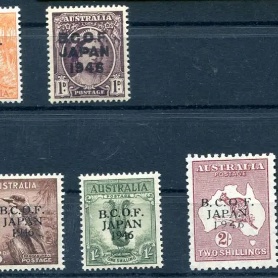 1946 BCOF set of 7 to 5/- Robes on thick paper. ...