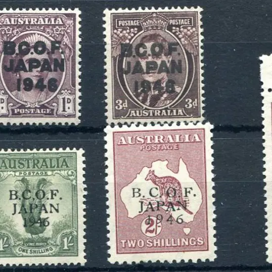 1946 BCOF set of 7 to 5/- Robes on thin paper with ...