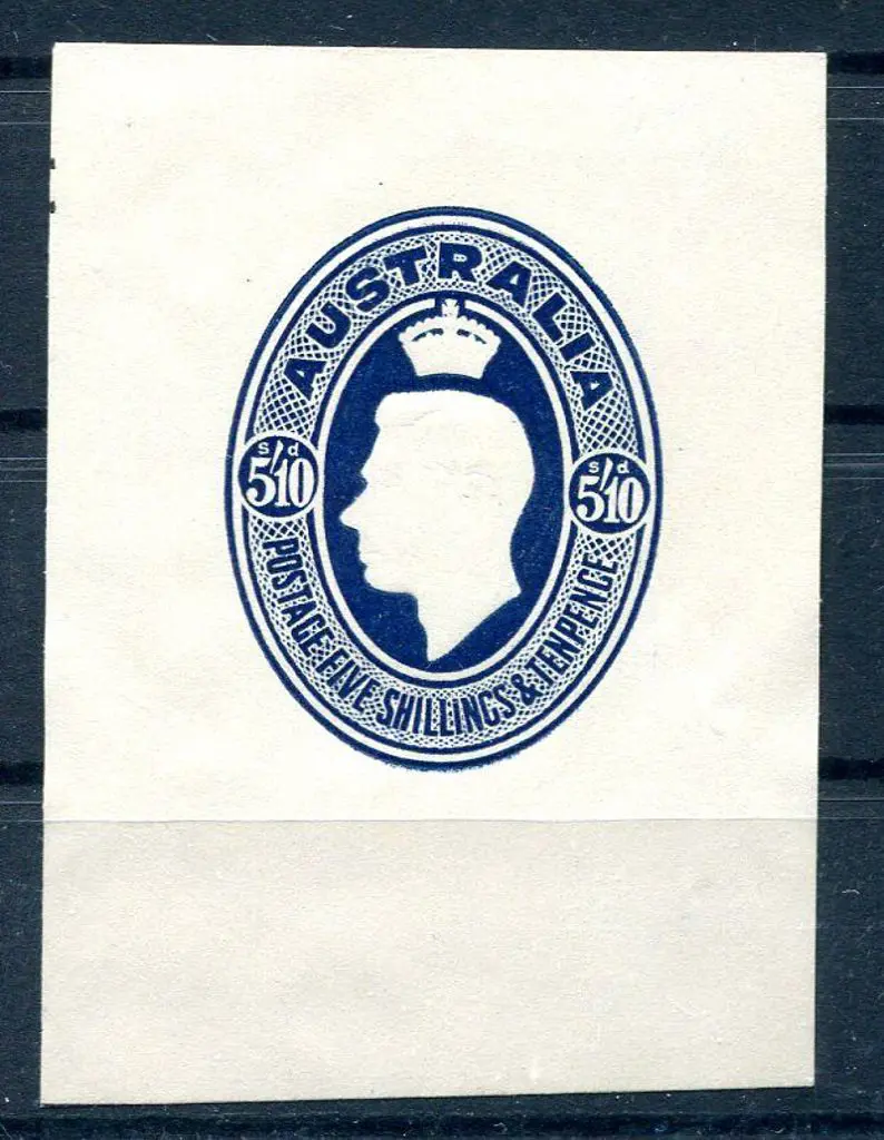 1946 5/10d KGVI deep blue embossed. MUH with white ... Image 1++