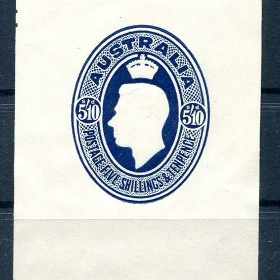 1946 5/10d KGVI deep blue embossed. MUH with white ...