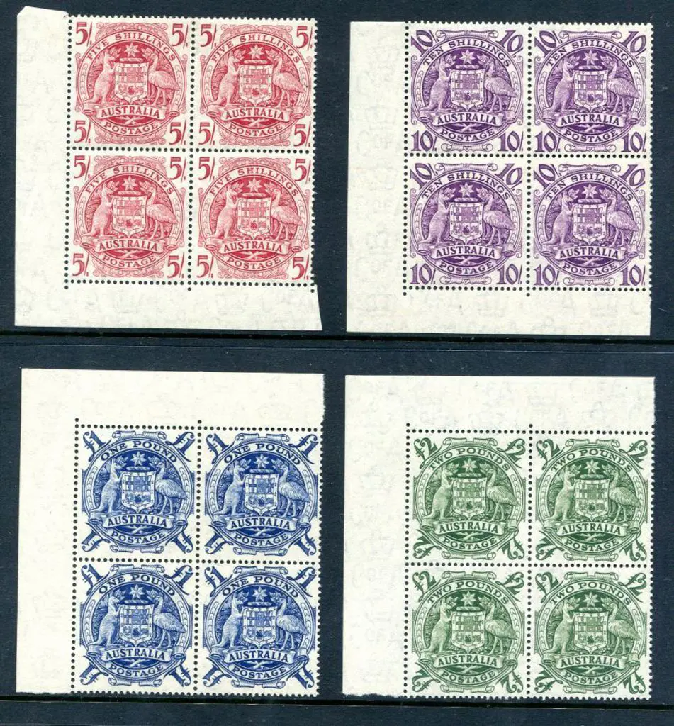 1949/50 Arms set of 4 in marginal blocks without ... Image 1++