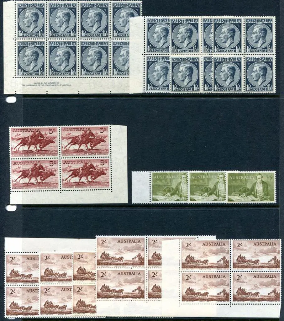 1952 1/0½d KGVI x 20, 1955 2/- Cobb x 20, 1959 5/- ... Image 1++