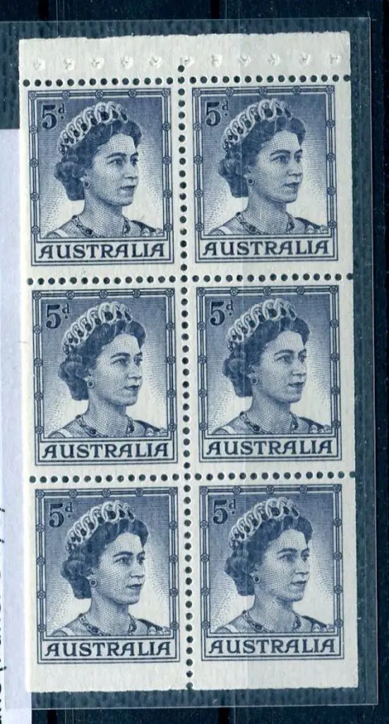 1959/63 5d blue QEII booklet pane with retouch to ... Image 1++