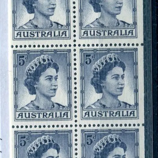 1959/63 5d blue QEII booklet pane with retouch to ...