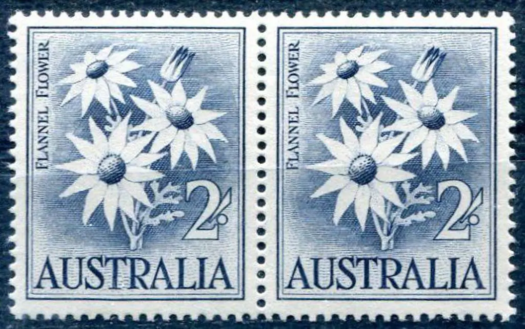 1959/65 2/- Flannel Flowers pair with retouch to ... Image 1++