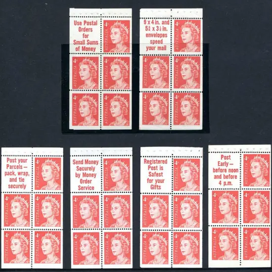 1966 4¢ red QEII booklet panes in set of six ...