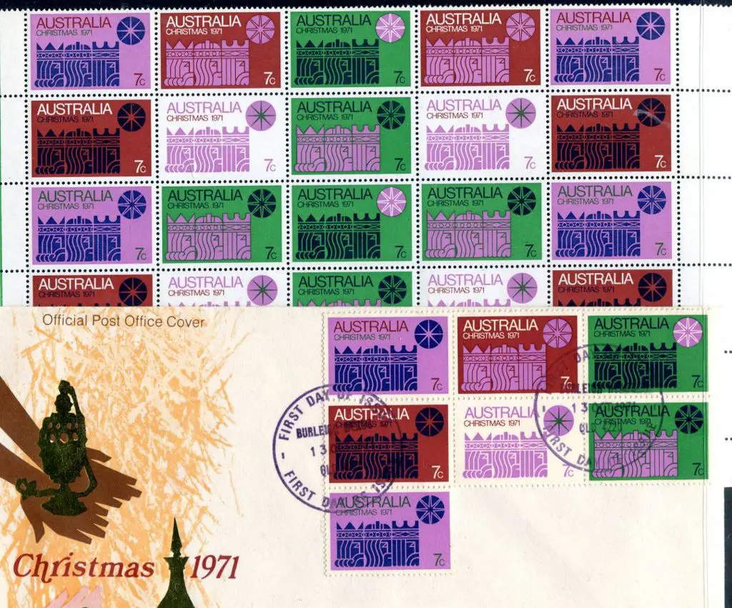 1971 Christmas pane of 25 MUH on cream paper plus ... Image 1++