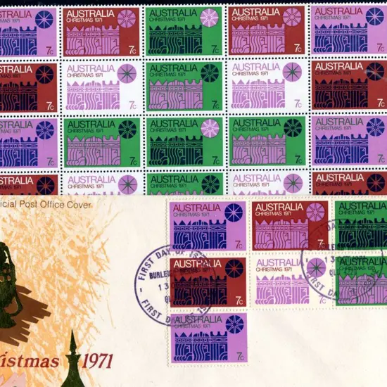 1971 Christmas pane of 25 MUH on cream paper plus ...