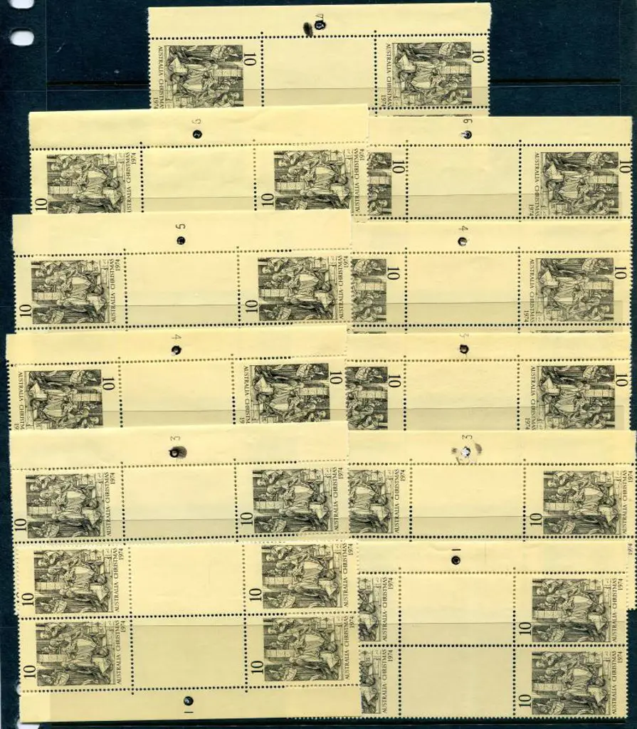 1974 10c Christmas Plate block accumulation ... Image 1++