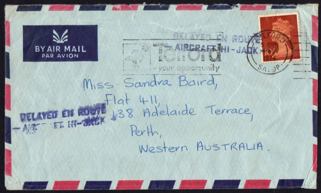1974 London to Perth commercial Airmail env ... Image 1++