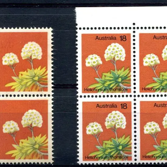 1975 18c Wildflower block of 4 with black omitted ...