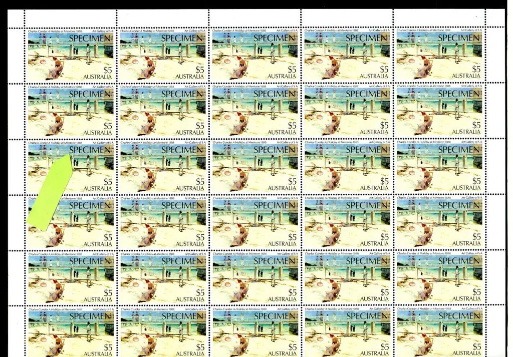 1979 $5 Holiday At Mentone sheet of 50 ovptd ... Image 1++