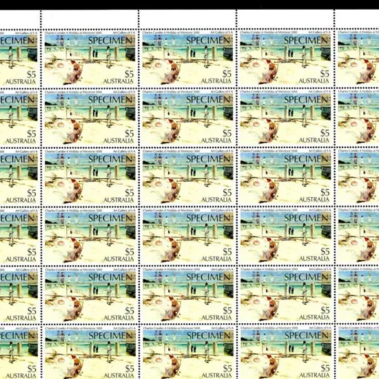 1979 $5 Holiday At Mentone sheet of 50 ovptd ...