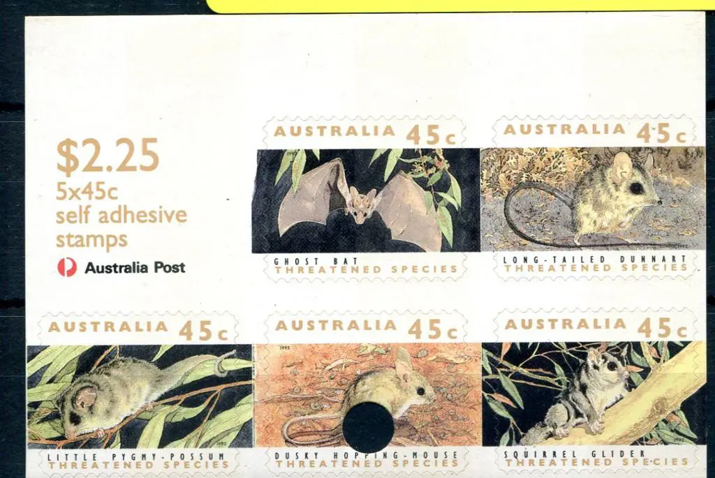1992 $2.25 Threatened Species sheetlet of 5 with ... Image 1++
