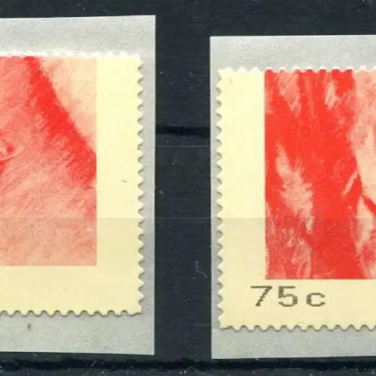 1993 75¢ CPS red dummy trial label on backing ...