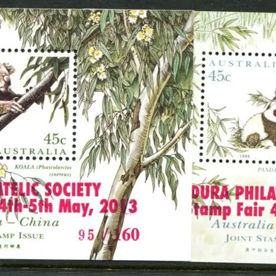 1995 Aust-China Joint issue M/S pair overprinted ...