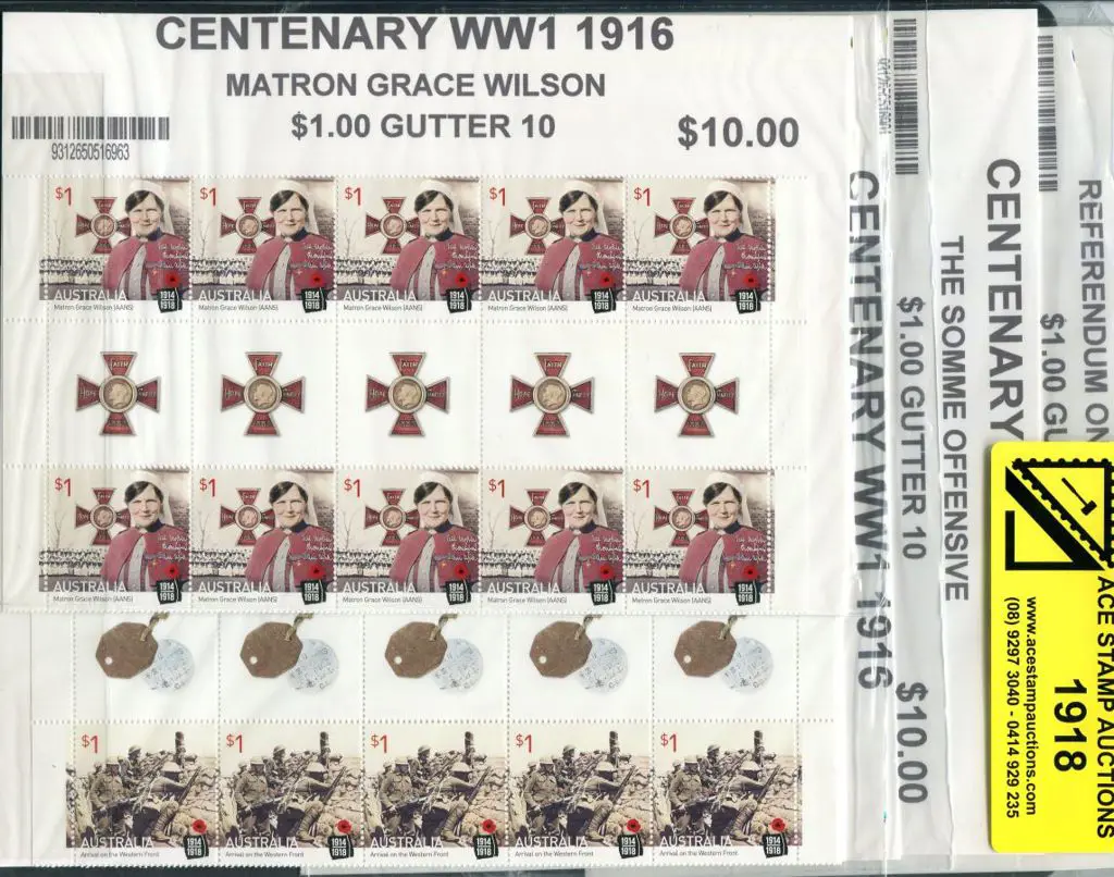 2016 WWI Centenary set of 5 in illustrated gutter ... Image 1++
