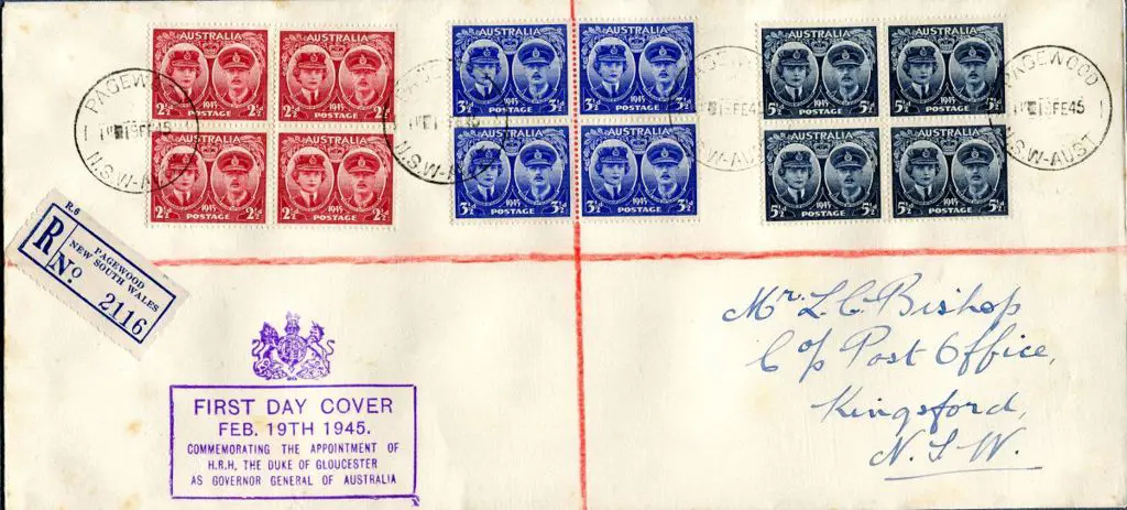 1945 (19th Feb) Gloucester set of 3 in blocks of 4 ... Image 1++