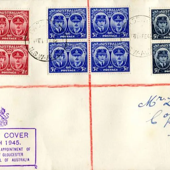 1945 (19th Feb) Gloucester set of 3 in blocks of 4 ...
