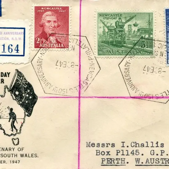 1947 (8th Sep) Newcastle Sesqui set of 3 on ...