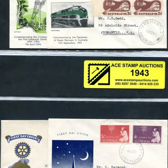 1954 (13th Sept) 3½d Railway block of 4, 1954 ...