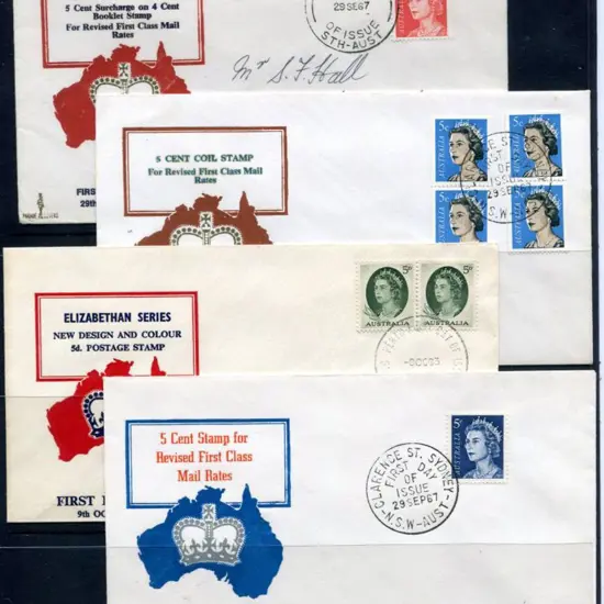 1963 (9th Oct) 5d QEII pair, 1967 (29th Sept) 5c ...