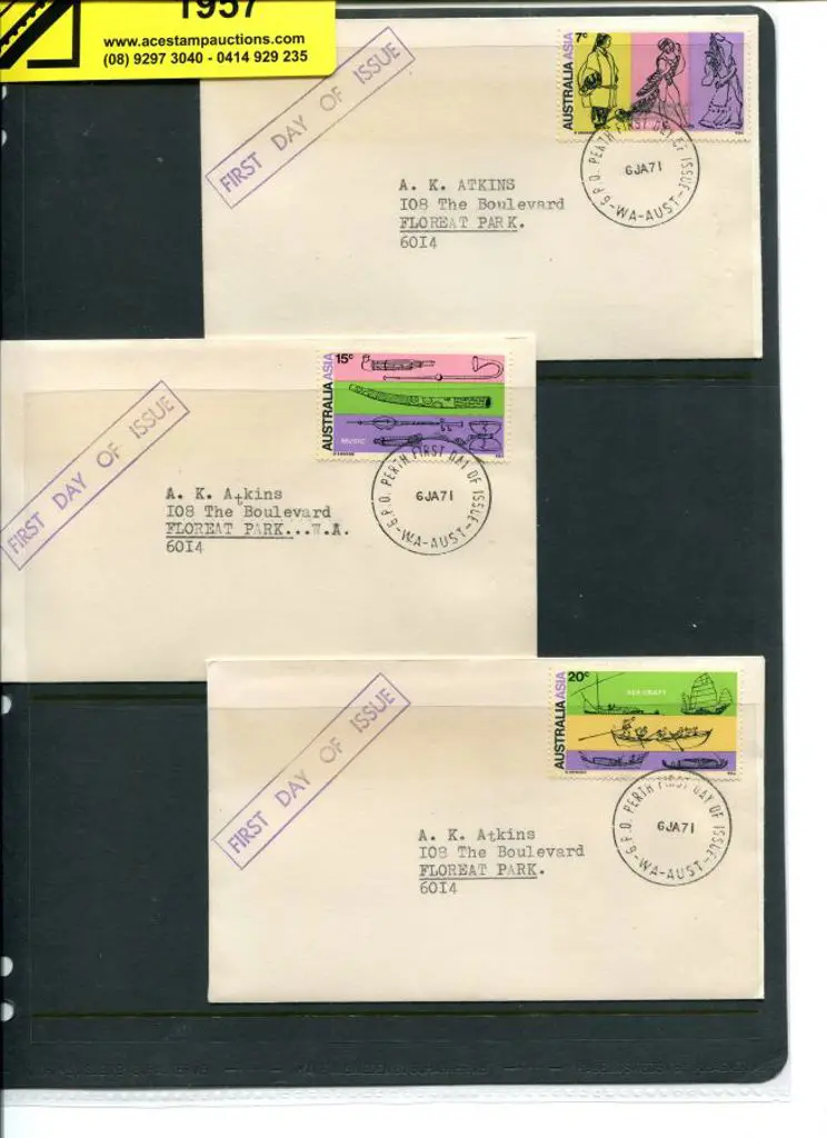 1971 (16th Jan) Aust/Asia set of 3 AK Atkins plain ... Image 1++