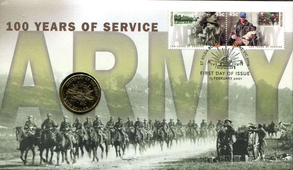 2001 (15th Feb) Army PNC $1 Coin First Day Cover. ... Image 1++