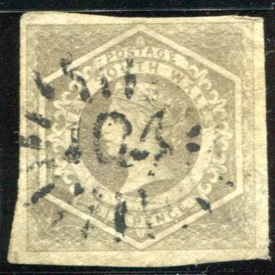 1854 6d grey "diadem" (4 margins) with starred ...