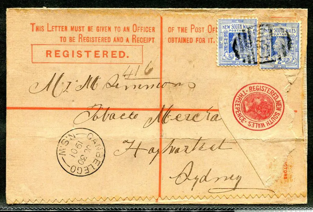 1901 (30th June) QV 3d rose Registered Envelope ... Image 1++