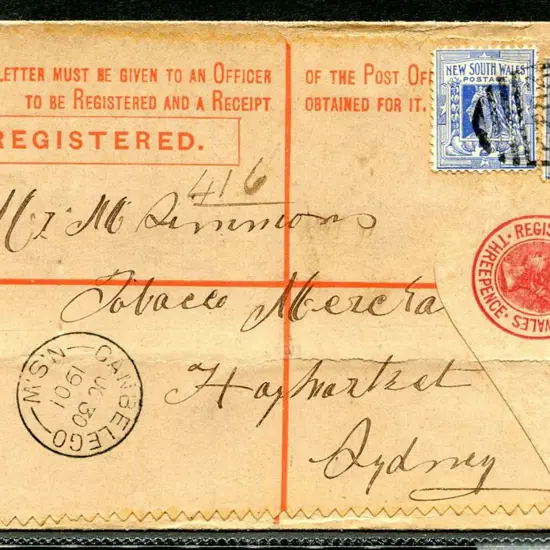 1901 (30th June) QV 3d rose Registered Envelope ...