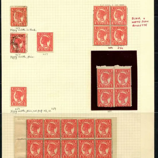 1897/98 1d red QV experimental perfs with black ...