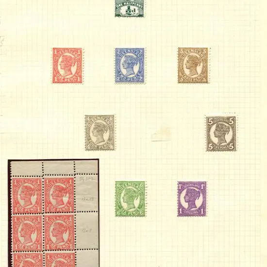 1911 QV ½d to 1/- irregular perf set of 8 MLH plus ...