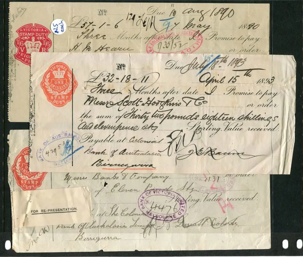 1890/93 Colonial Bank of Australasia cheques x 6 ... Image 1++
