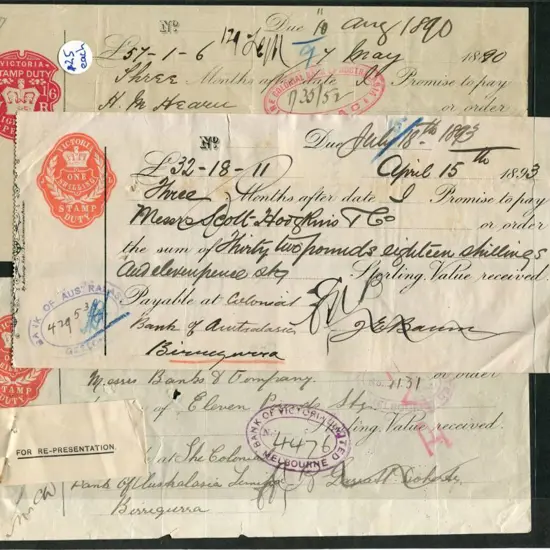 1890/93 Colonial Bank of Australasia cheques x 6 ...