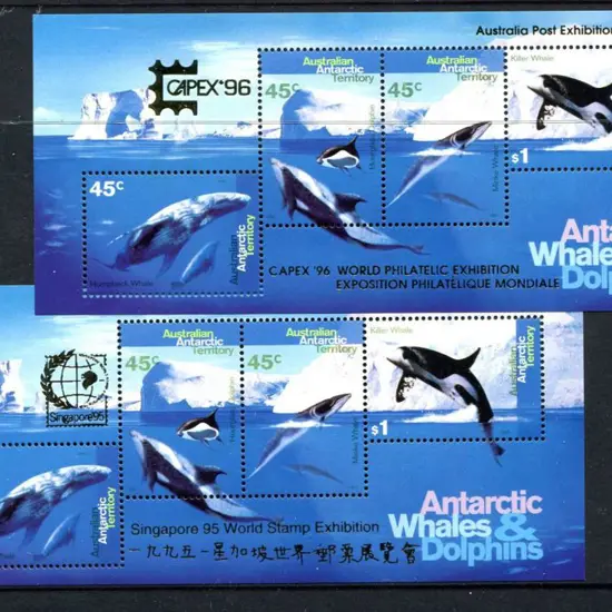 1995 Whales & Dolphins M/S's overprinted Singapore ...