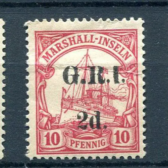 1914 1d on 5pf, 2d on 10pf & 2d on 20pf stamps of ...