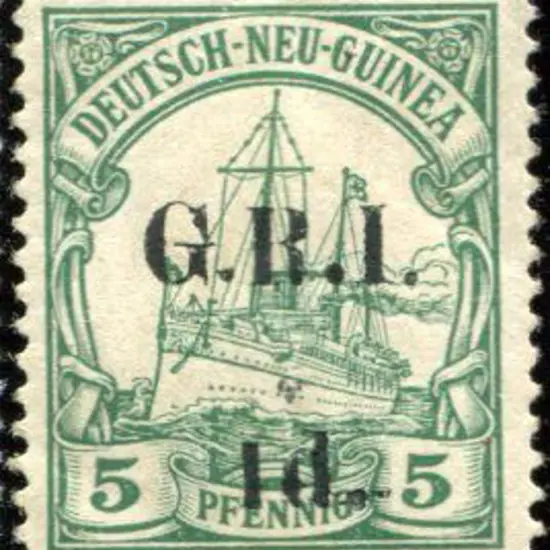 1914 5pf Marshall Islands with "G.R.I. 1d." ovpt ...